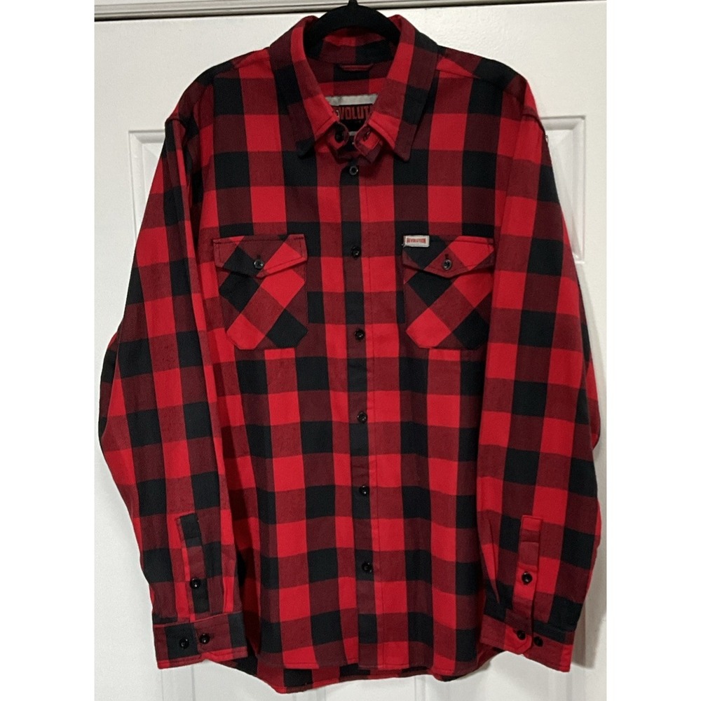 Revolution Gear UNIK Red/Black Plaid Lumberjack Heavyweight Flannel Men's XL